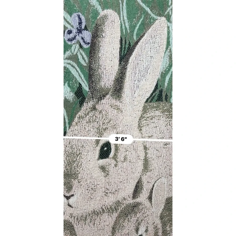 Vintage Woven Bunny Rabbit Tapestry Throw Blanket Fringe Easter Cottagecore